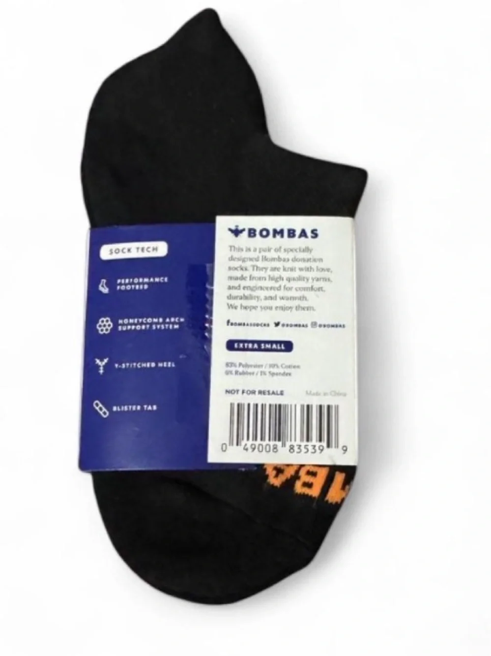 🆕 “Be Better” 1 pair of Bombas Black Ankle Socks with Blue/Orange Bumblebee! 💥
